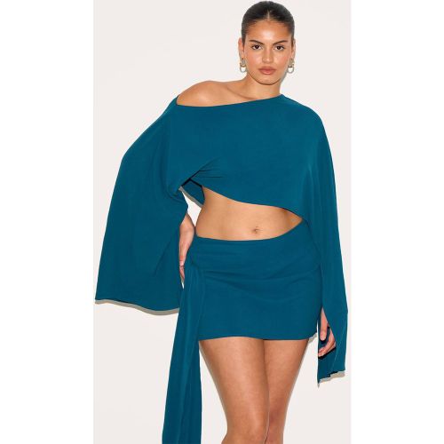Teal Haut Coordonné Grande Taille En Tissu Fluide À Encolure Dégagée Et Manches Longues | Taille 52 - PrettyLittleThing - Modalova