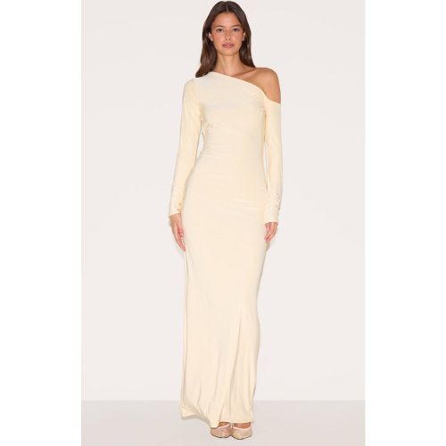 Butter Yellow Robe Longue Asymétrique En Tissu Double Slinky | Taille 42 - PrettyLittleThing - Modalova