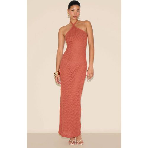 Rust Robe Longue Texturée À Col Licou Noué | Taille 42 - PrettyLittleThing - Modalova