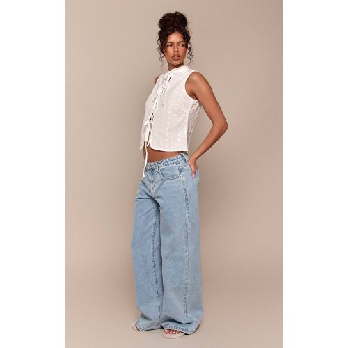 Light Blue Jean En Denim Taille Mi-haute | Taille 42 - PrettyLittleThing - Modalova