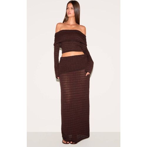 Jupe Longue En Maille Texturée À Taille Repliée | Taille XS - PrettyLittleThing - Modalova