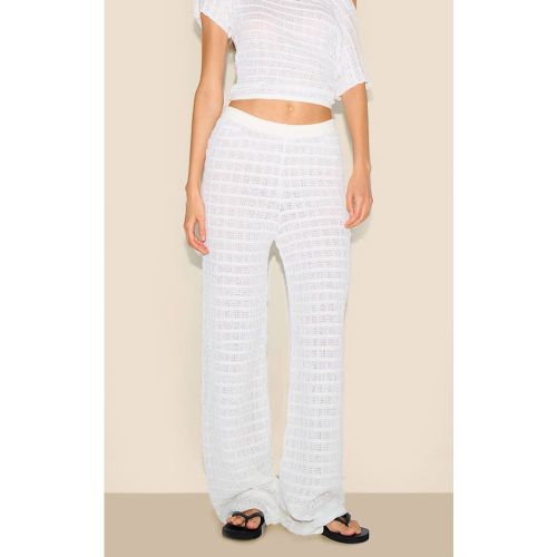 White Pantalon En Maille Texturée | Taille XS - PrettyLittleThing - Modalova