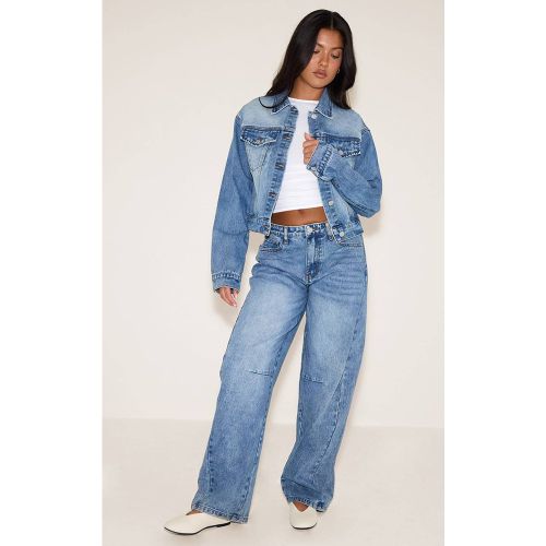 Jean Barrel Taille Basse Avec Détails De Coutures | Taille 42 - PrettyLittleThing - Modalova