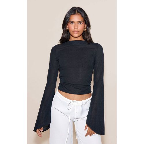 Black Haut Long Texturé À Manches Évasées Extrêmes | Taille 42 - PrettyLittleThing - Modalova