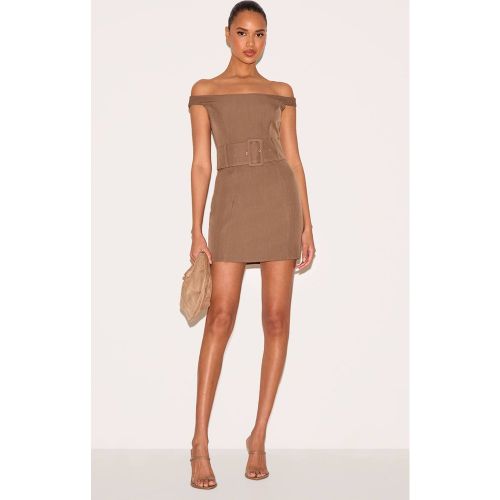 Robe Courte Tissée À Épaules Dénudées Avec Ceinture | Taille 42 - PrettyLittleThing - Modalova