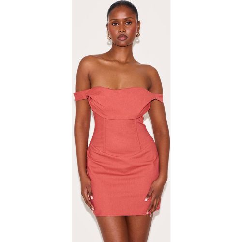 Burnt Orange Robe Moulante À Corset Avec Décolleté Bardot Drapé | Taille 34 - PrettyLittleThing - Modalova