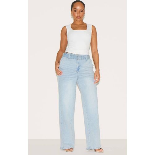 Light Blue Jean Large Taille Haute Ceinturé En Denim Stretch Shape | Taille 36 - PrettyLittleThing - Modalova