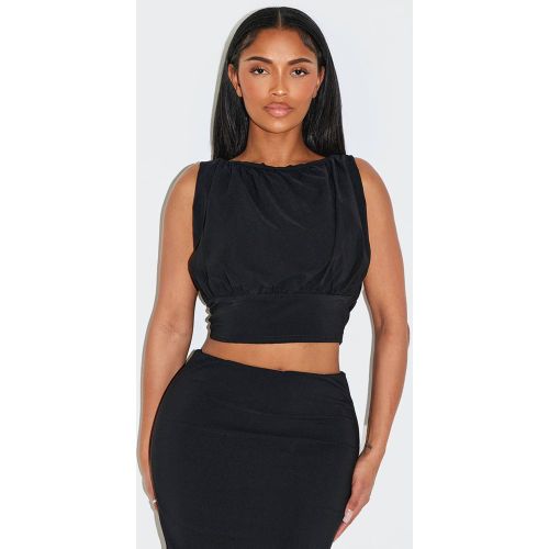 Black Top Bustier Froncé En Tissu Stretch Shape | Taille 36 - PrettyLittleThing - Modalova