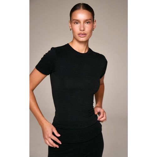 Black Haut Ajusté À Manches Courtes En Coton Doux | Taille XL - PrettyLittleThing - Modalova
