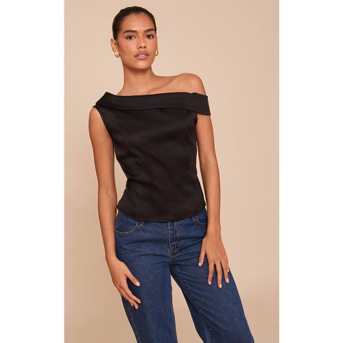 Black Haut Asymétrique À Détail Plissé | Taille 34 - PrettyLittleThing - Modalova