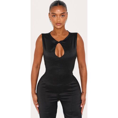 Black Ensemble Top Col Torsadé Avec Détail Découpe En Tissu Extensible Moulant Shape | Taille 36 - PrettyLittleThing - Modalova