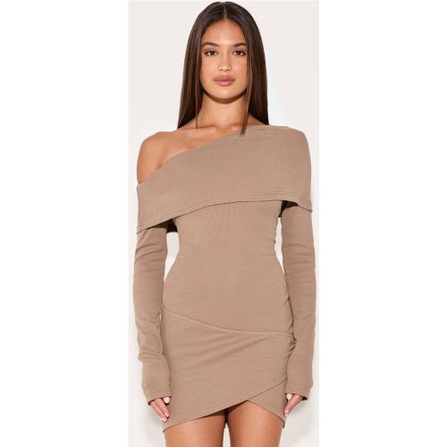Robe Mini Portefeuille Côtelée À Épaules Dénudées | Taille 42 - PrettyLittleThing - Modalova