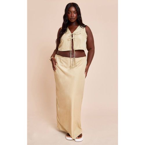 Clay Jupe Longue Grande Taille Texturée Avec Détail Ceinture À Nouer Coordonné | Taille 46 - PrettyLittleThing - Modalova