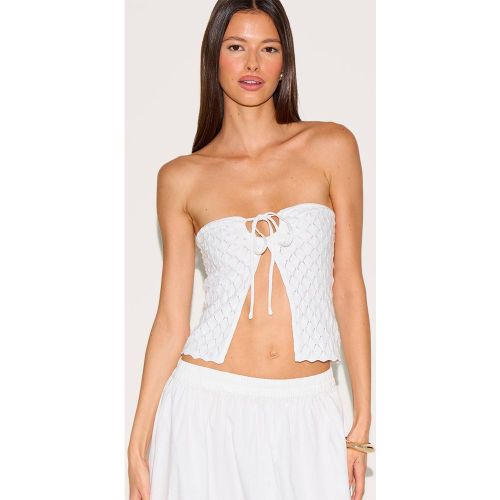 White Haut Bandeau Ouvert En Crochet Texturé | Taille Small - PrettyLittleThing - Modalova