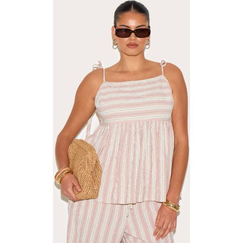 Pink Ensemble Coordonné Haut Fluide À Rayures Texturées Tissé Grande Taille | Taille 44 - PrettyLittleThing - Modalova