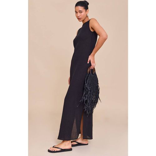 Black Robe Mi-longue Sans Manches En Gaze De Coton | Taille 32 - PrettyLittleThing - Modalova