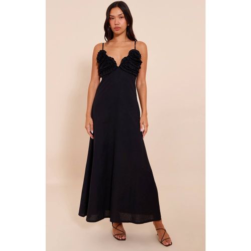 Black Robe Longue À Buste Fleuri | Taille 32 - PrettyLittleThing - Modalova