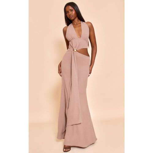 Robe Longue Texturée À Décolleté Plongeant Avec Finitions | Taille 42 - PrettyLittleThing - Modalova