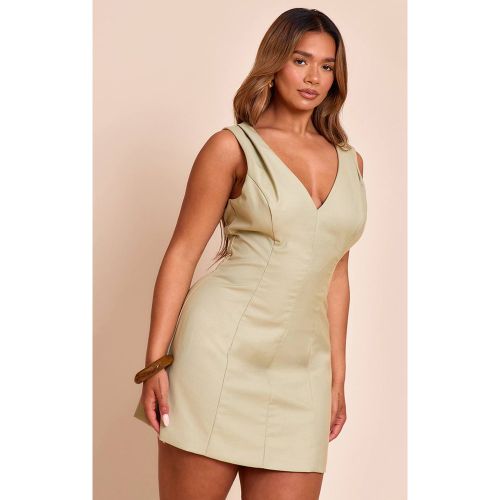 Pale Lime Robe Mini Ajustée Cintrée À Décolleté Plongeant Forme A | Taille 36 - PrettyLittleThing - Modalova