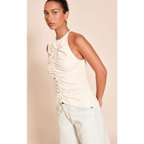 Cream Haut Long Col Montant À Détails Froncés | Taille 32 - PrettyLittleThing - Modalova
