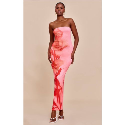 Pink Robe Maxi Bandeau À Imprimé Floral Pelure D'oignon | Taille 42 - PrettyLittleThing - Modalova