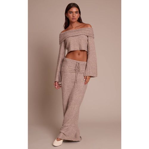Mocha Jupe Maxi En Maille Côtelée Douce À Taille Repliée | Taille XS - PrettyLittleThing - Modalova