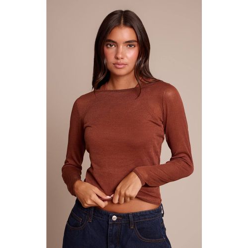 Rust Haut À Manches Longues En Maille Transparente | Taille XS - PrettyLittleThing - Modalova