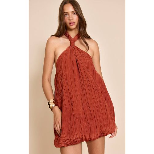Rust Robe Bouffante Texturée À Col Licou | Taille 42 - PrettyLittleThing - Modalova