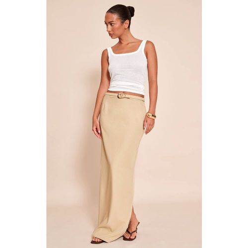Sage Green Jupe Longue Colonne Tissée Avec Ceinture | Taille 42 - PrettyLittleThing - Modalova