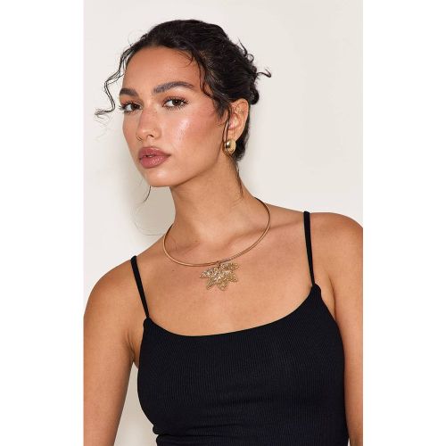 Gold Collier Col Structuré Feuille - PrettyLittleThing - Modalova