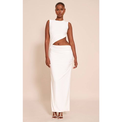 White Robe Maxi Moulante À Découpes Double Couche En Tissu Slinky | Taille 44 - PrettyLittleThing - Modalova