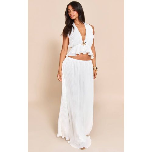 White Jupe Longue Plissée Taille Ajustée Petite | Taille 42 - PrettyLittleThing - Modalova