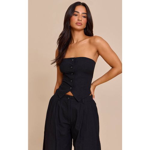 Black Top Bustier Boutonné Tissé Petite | Taille 42 - PrettyLittleThing - Modalova