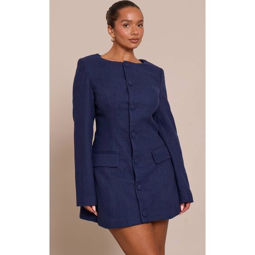 Navy Robe Blazer Cintrée Aspect Laine Boutonnée Devant | Taille 42 - PrettyLittleThing - Modalova