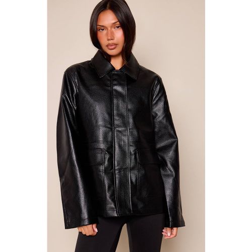 Black Veste Oversize En Synthétiquecuir | Taille XS - PrettyLittleThing - Modalova