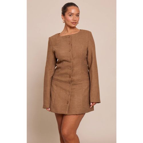 Robe Mini Ajustée Boutonnée Shape Aspect Laine | Taille 42 - PrettyLittleThing - Modalova
