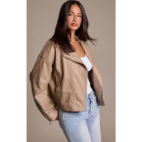 Petite Veste De Motard Oversize En Synthétique | Taille XS - PrettyLittleThing - Modalova