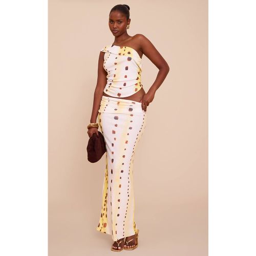 Cream Jupe Longue Taille Basse En Tissu Pelure D'oignon | Taille 42 - PrettyLittleThing - Modalova