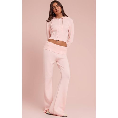 Pink Pantalon Évasé En Maille Avec Taille Repliable Douce | Taille Medium - PrettyLittleThing - Modalova