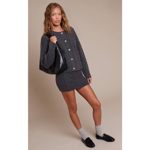 Charcoal Mini-jupe En Maille Torsadée | Taille XS - PrettyLittleThing - Modalova