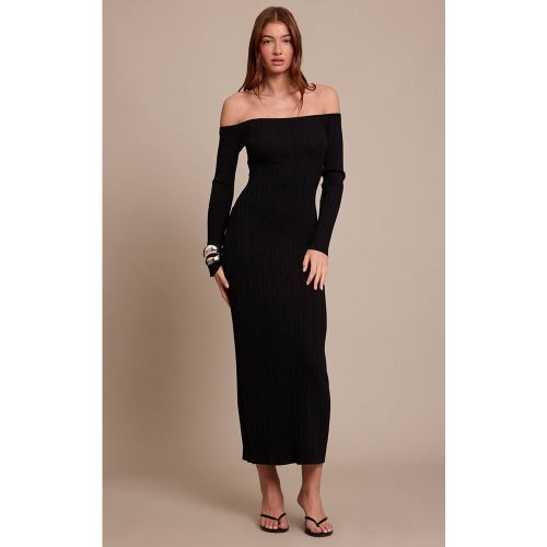 Black Robe Maxi En Maille Fine À Épaules Dénudées | Taille Small - PrettyLittleThing - Modalova