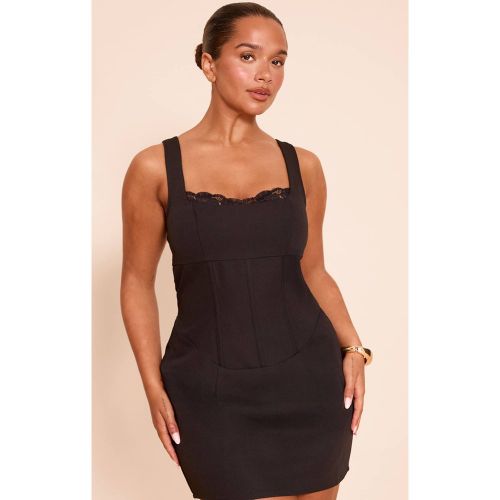 Black Robe Mini Ajustée À Encolure Carrée Shape | Taille 36 - PrettyLittleThing - Modalova