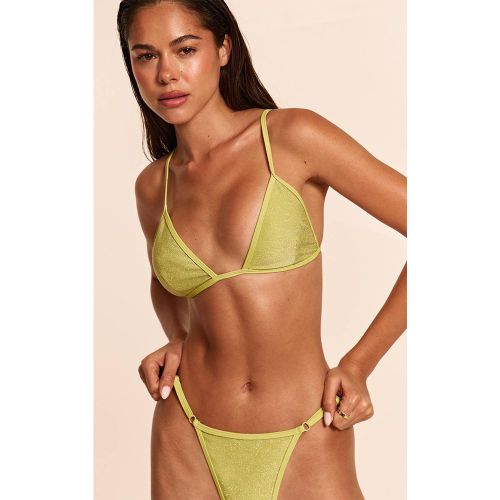Sage Green Haut De Bikini Triangle En Lurex Texturé | Taille 44 - PrettyLittleThing - Modalova