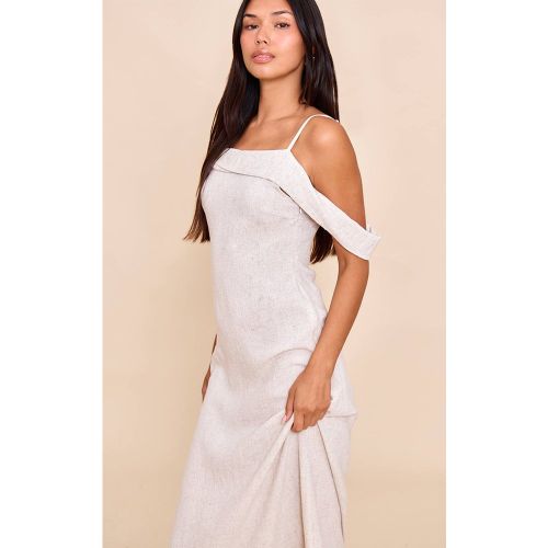Natural Robe Longue Texturée À Bretelles Avec Détail Drapé | Taille 36 - PrettyLittleThing - Modalova