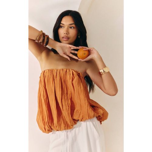 Apricot Bandeau Bouffant Plissé En Satin Mat | Taille 32 - PrettyLittleThing - Modalova