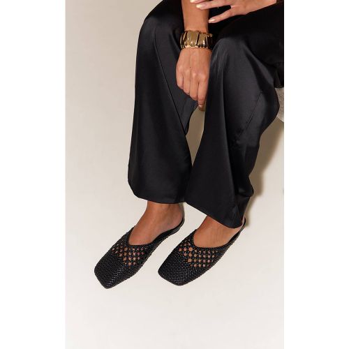 Black Ballerines Plates Tissées À Bout Carré En Synthétiquecuir | Taille 36 - PrettyLittleThing - Modalova