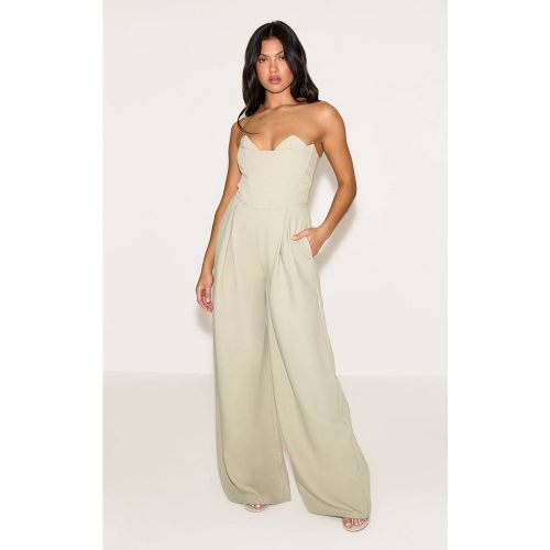 Sage Combinaison Pantalon Large Ajustée PLT Label Avec Détail Bustier Corset | Taille 32 - PrettyLittleThing - Modalova