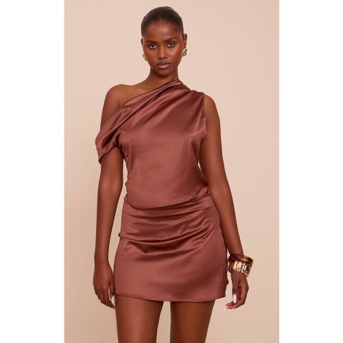 Top Asymétrique En Satin À Épaule Dénudée Et Col Drapé | Taille 32 - PrettyLittleThing - Modalova
