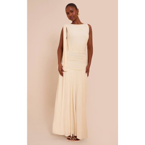 Pale Yellow Robe Maxi Froncée À Une Épaule En Tissu Slinky Double Couche | Taille 36 - PrettyLittleThing - Modalova