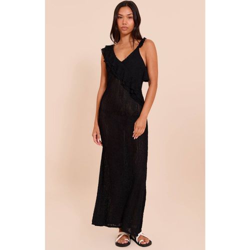 Black Robe Longue Texturée À Encolure Asymétrique | Taille 42 - PrettyLittleThing - Modalova